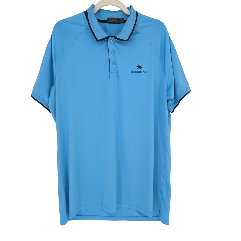G/FORE Polo Shirt Mens Large Blue Cabo Del Sol Performance Golf Short Sleeve